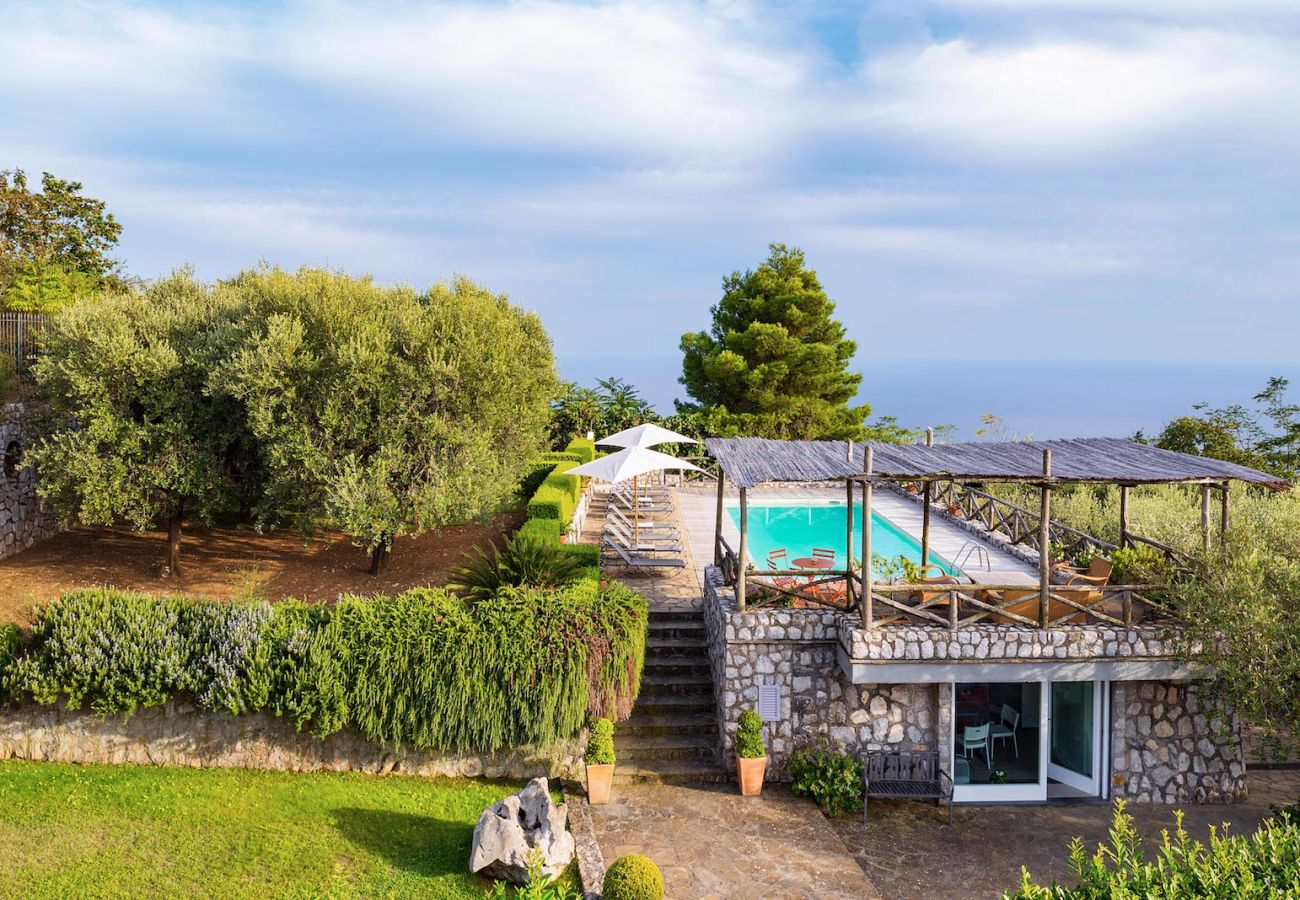 swimming pool panoramic view from aida apartment, massa lubrense, italy