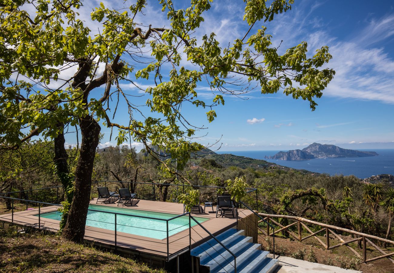 vacation villa casa aprea pool, with panoramic sea and capri views